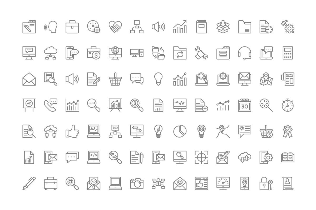 180 Digital Marketing Line Icons, an Outline Icon by Vectors Market (Photo 2 of 3)