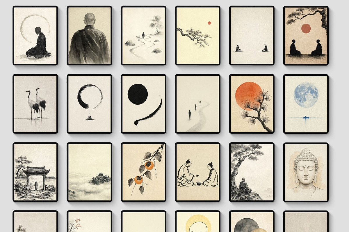 Zen Japanese Wall Art Prints, a Decorative Illustration by Selenique Studio (Photo 11 of 12)