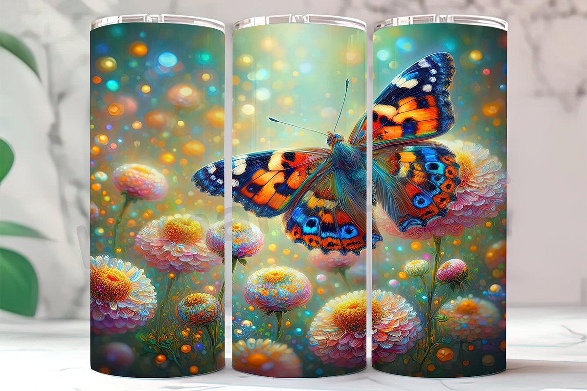 Yellow Blue Butterfly 20oz Tumbler, an Arts & Entertainment Photo by LamanAzalea (Photo 1 of 2)