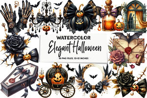 Elegant Halloween Clipart, an Illustration by DreamArtGraphic
