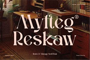 Myftag Reskow - Retro Serif Font, a Serif Font by QR Design Studio