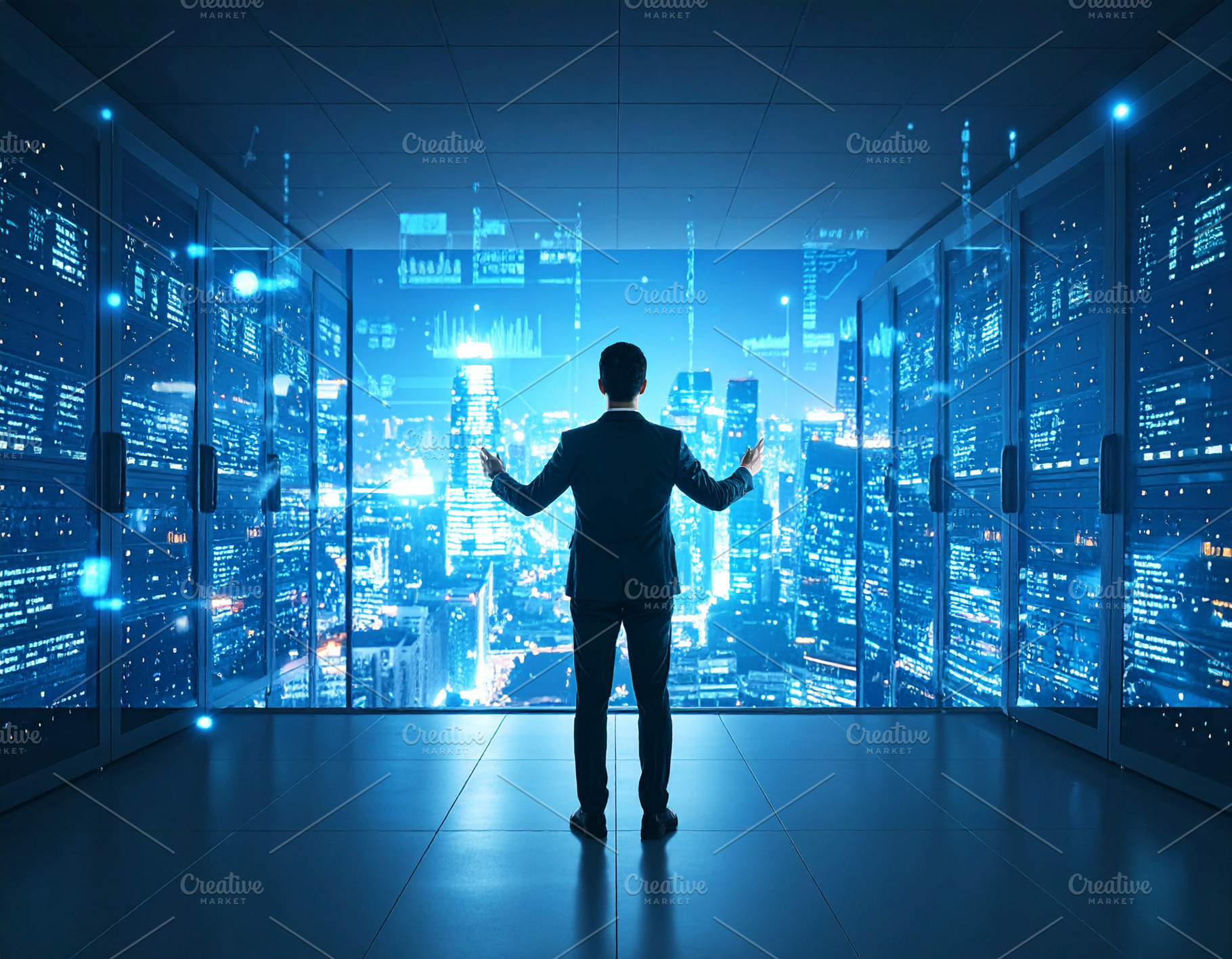 Person standing in front of minimalist dark space with clouds of, a Technology Photo by DanFLCreativo