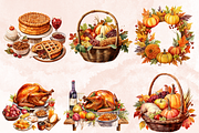 Watercolor Thanksgiving Clipart, an Illustration by GiraffeCreative (Thumbnail 6 of 9)