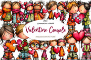 Whimsical Valentine Couple Clipart, an Illustration by CreationArt (Thumbnail 1 of 7)