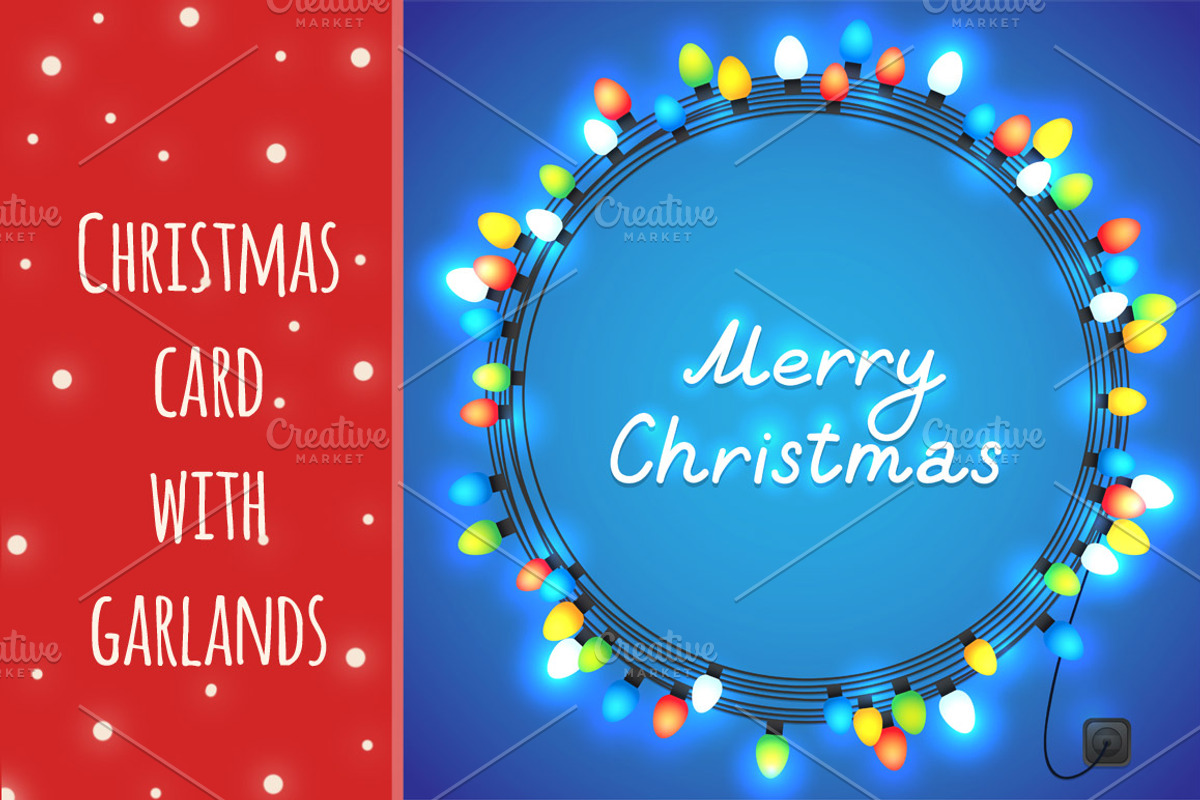 Christmas card with garlands, a Card Template by nenochka