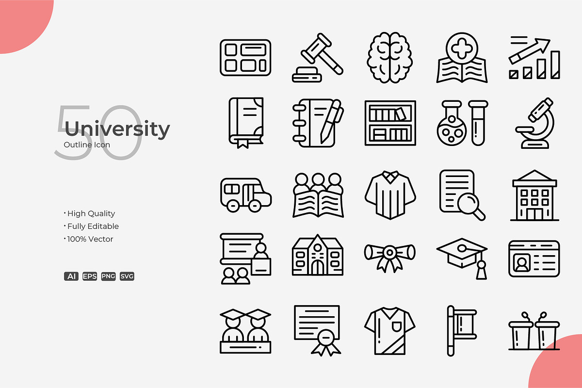 University Outline Icons, an Icon by Bloodline