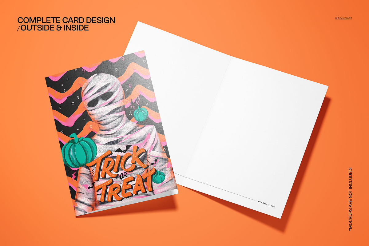 Halloween White Mummy Card Template, a Card Template by creatsy5 (Photo 3 of 5)