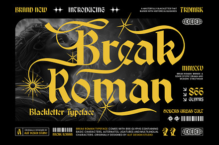 Break Roman Typeface, a Blackletter Font by alit design