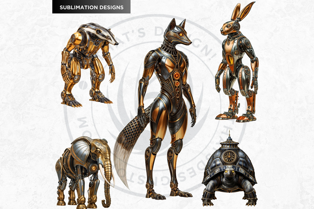 Steampunk Robots Cliparts, a Decorative Illustration by ThatsDesignArt (Photo 6 of 13)