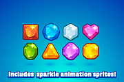 Match 3 Gemstone Game Pieces, an Illustration by Vectricity Designs (Thumbnail 3 of 3)