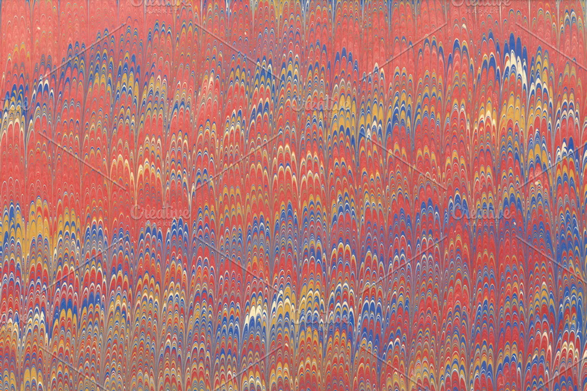 2 Marbled papers Red Feathers, a Texture Graphic by Marblingdom (Photo 3 of 3)