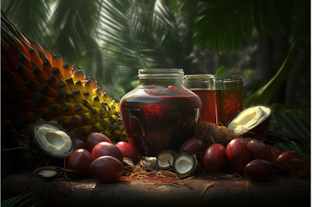 Palm oil container with half and, an Animal Photo by Ylivdesign