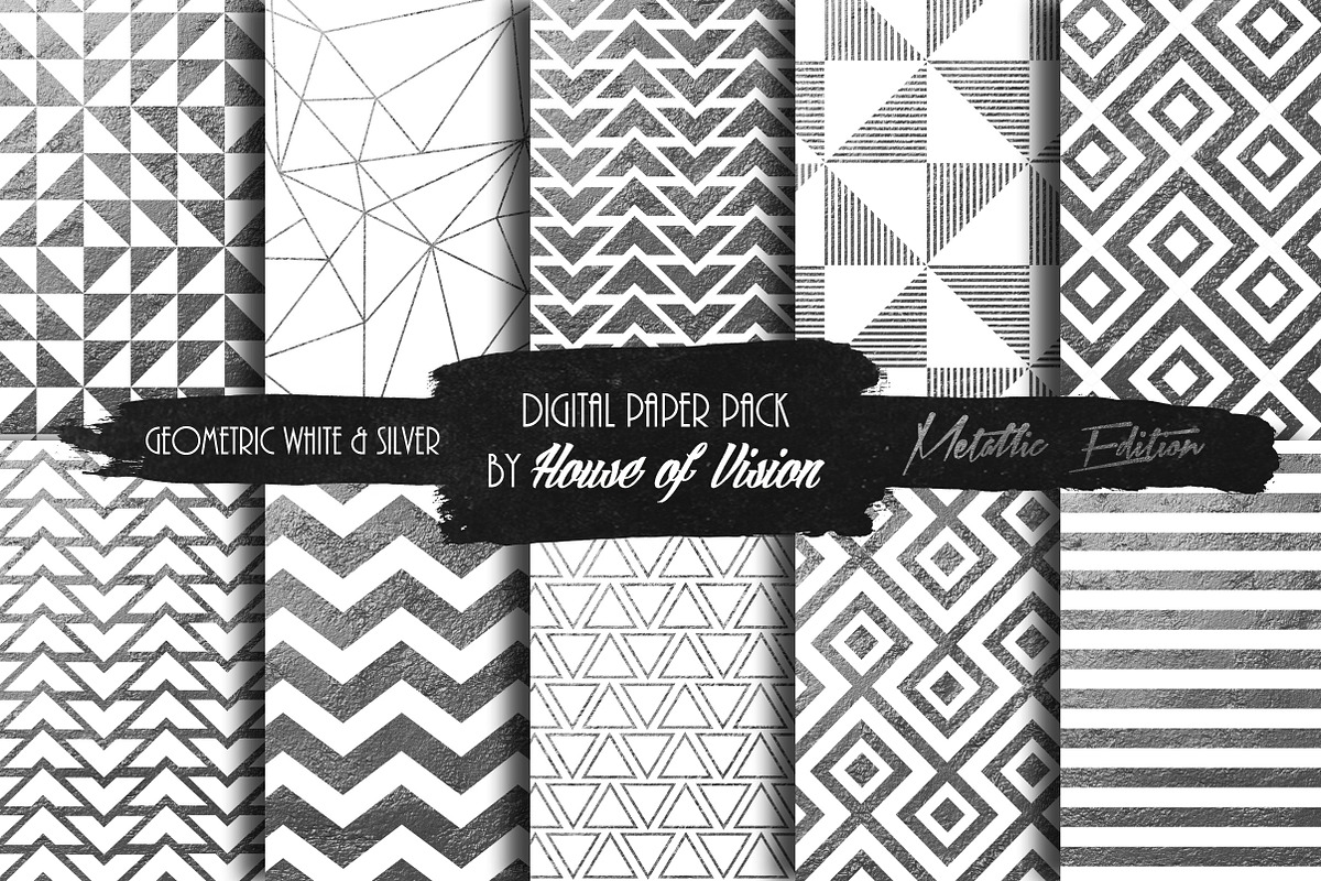 Geometric Wht and Silver Pack