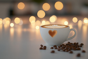 Heart-shaped foam in cappuccino cup, a Photo by Pavel_design