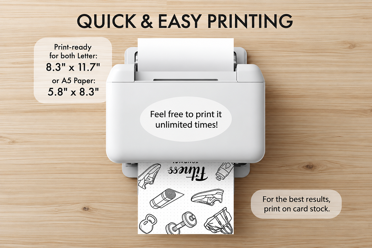 Fitness Journal Bundle, a Stationery Template by DreamyOverlay (Photo 9 of 9)