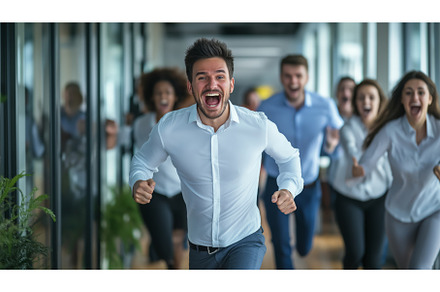 Business People Racing to Office in