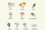 Hand drawn mushrooms clip art set, an Illustration by Svetlana Voloshina (Thumbnail 1 of 3)