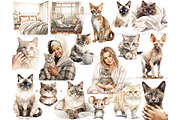 Cat Lover Clipart | Pet Illustration, an Animal Illustration by GlamArtZhanna (Thumbnail 4 of 6)