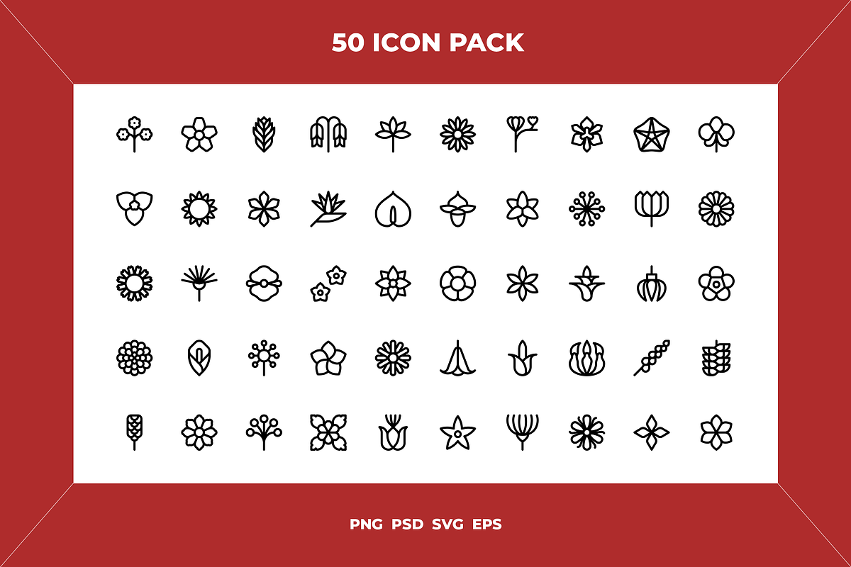 Tropical flower icons, an Outline Icon by Wencory (Photo 1 of 2)