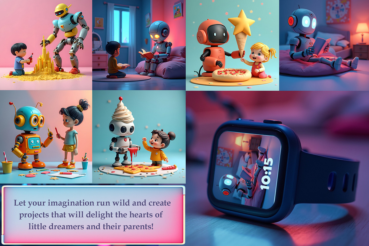 Robots and children illustrations, a Person Illustration by AG Mockups (Photo 5 of 6)