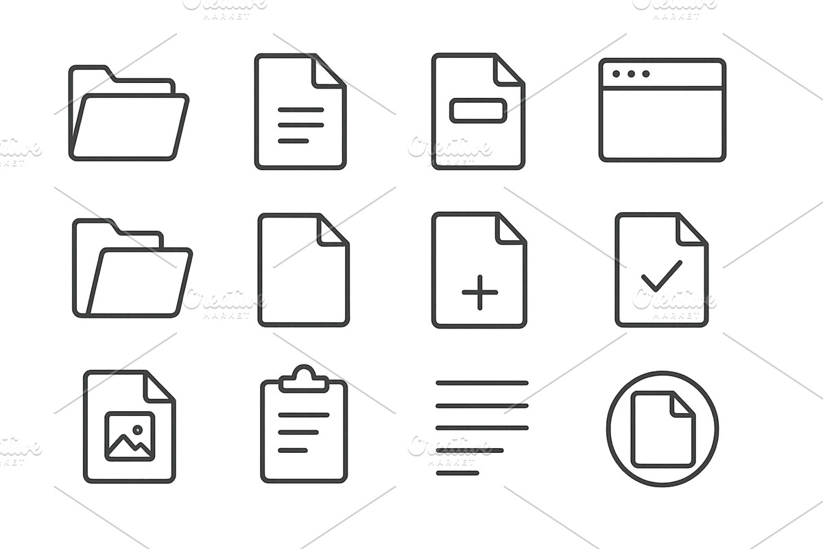 Outline of essential document icons, a Finance Illustration by ZinetroN