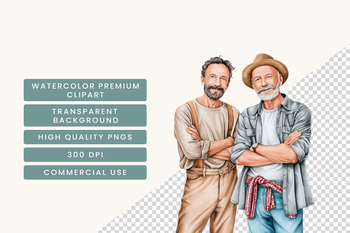 Watercolor Father & Kids Clipart, a Person Illustration by BusyDaydesign (Photo 7 of 9)