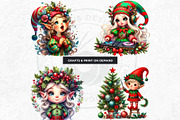 Christmas elves Clipart Set, a Seasonal Illustration by ThatsDesignArt (Thumbnail 9 of 10)