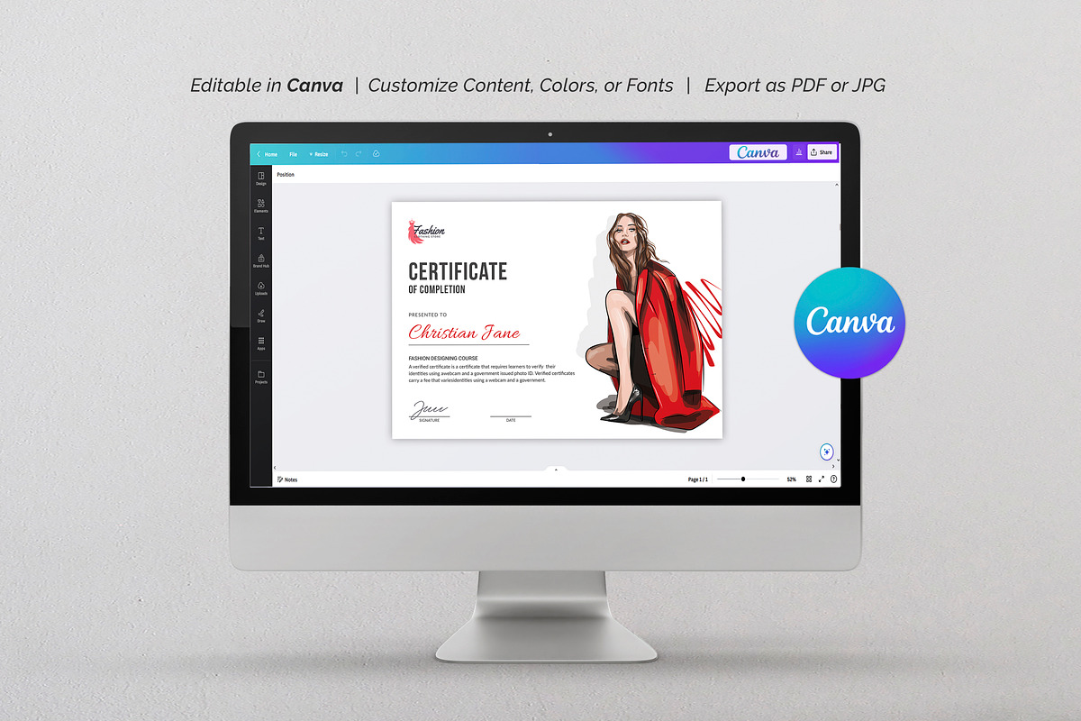 Canva Fashion Designer Certificate