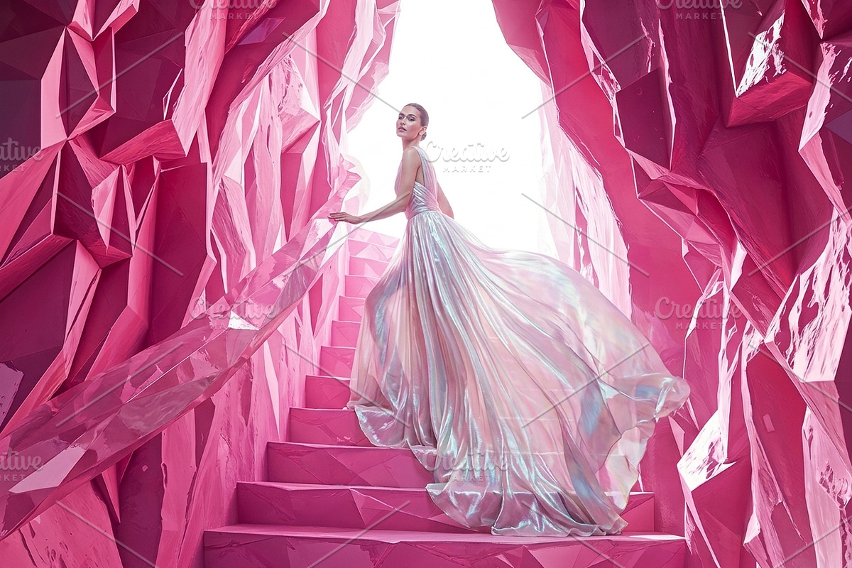 Pink Crystal Cave Stairs Background, a Background Graphic by Aura Canyon HQ (Photo 2 of 7)