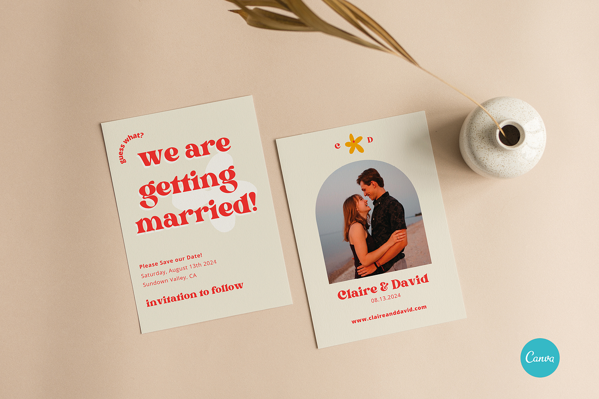 Colorful Retro Themed Save The Date, an Invitation Template by StudioVonBraitenberg (Photo 6 of 10)
