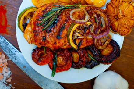 roasted grilled BBQ chicken breast with herbs and spices, a Food & Drink Photo by keko64