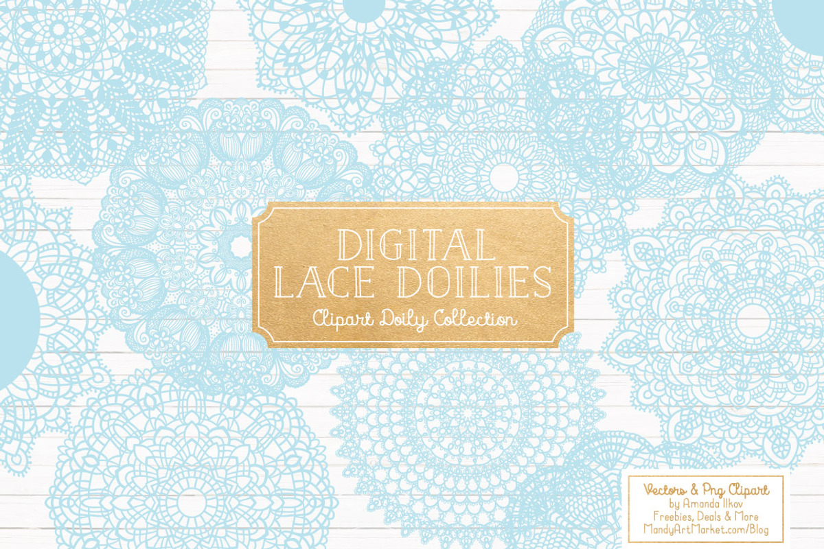 Soft Blue Round Lace Doily Clipart, an Illustration by Amanda Ilkov (Photo 1 of 4)