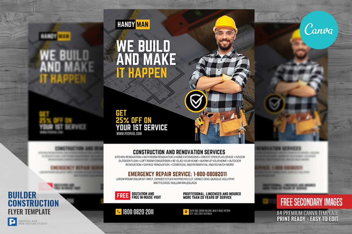 Home Renovation and Contracting, a Flyer Template by PSDPixel (Photo 1 of 5)