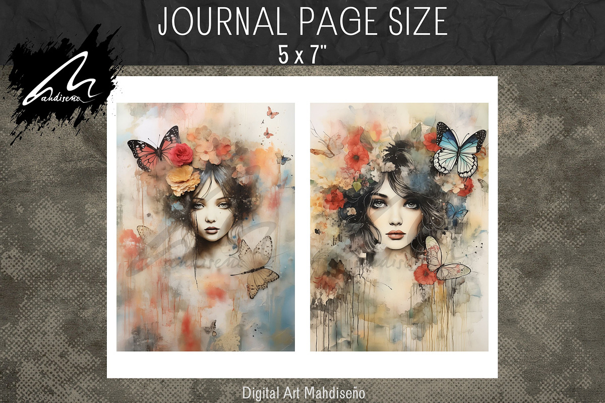 Girl and Butterflies, Collage Papers, a Person Illustration by Digital Art Mahdiseño (Photo 5 of 9)