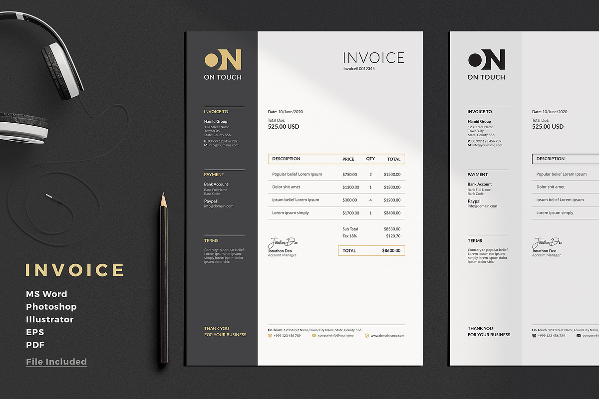 Invoice, a Stationery Template by Creatune (Photo 1 of 6)