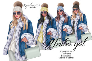 Winter Fashion girl clipart