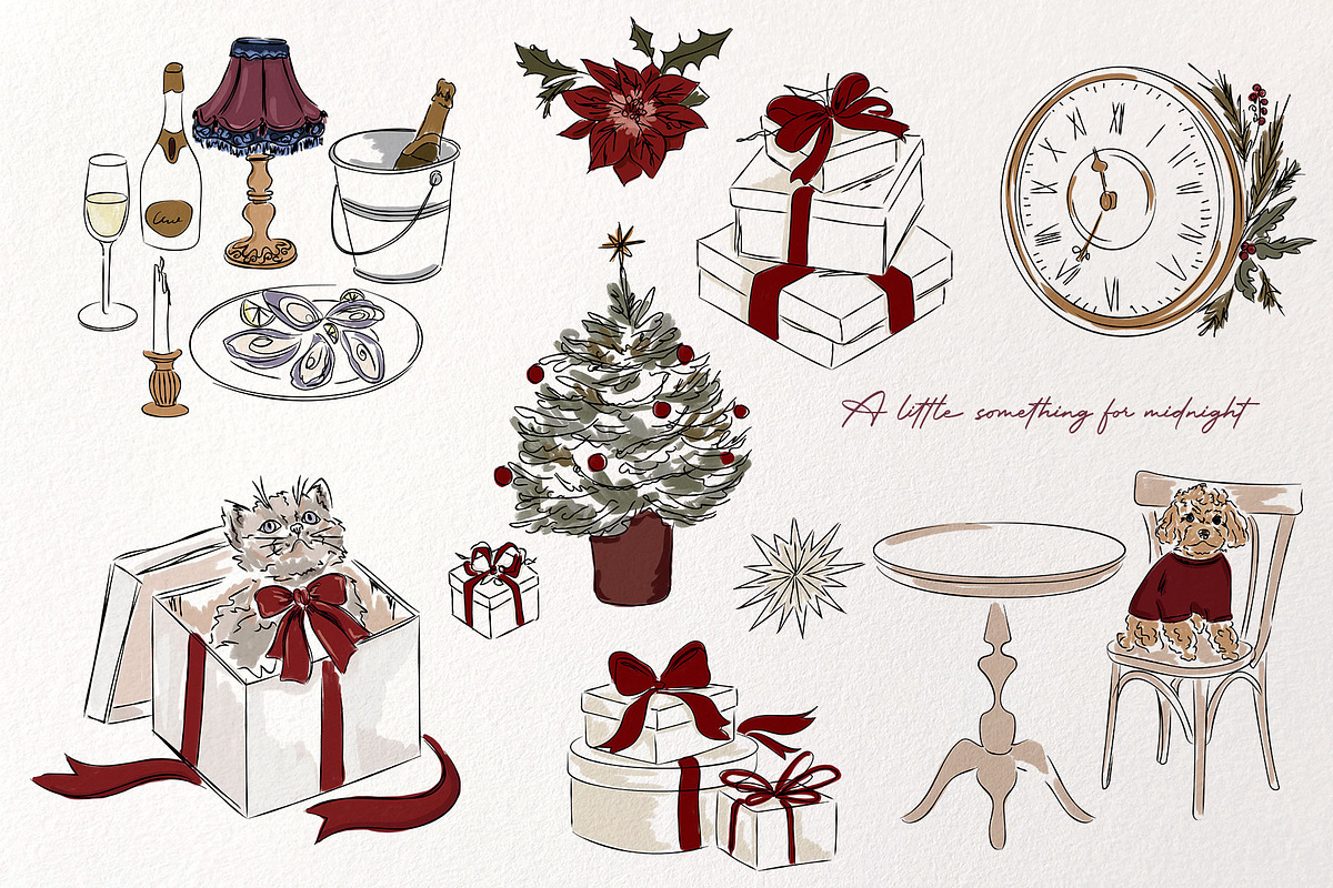 Midnight Town – Winter Line Art, a Seasonal Illustration by Mio Buono (Photo 8 of 18)
