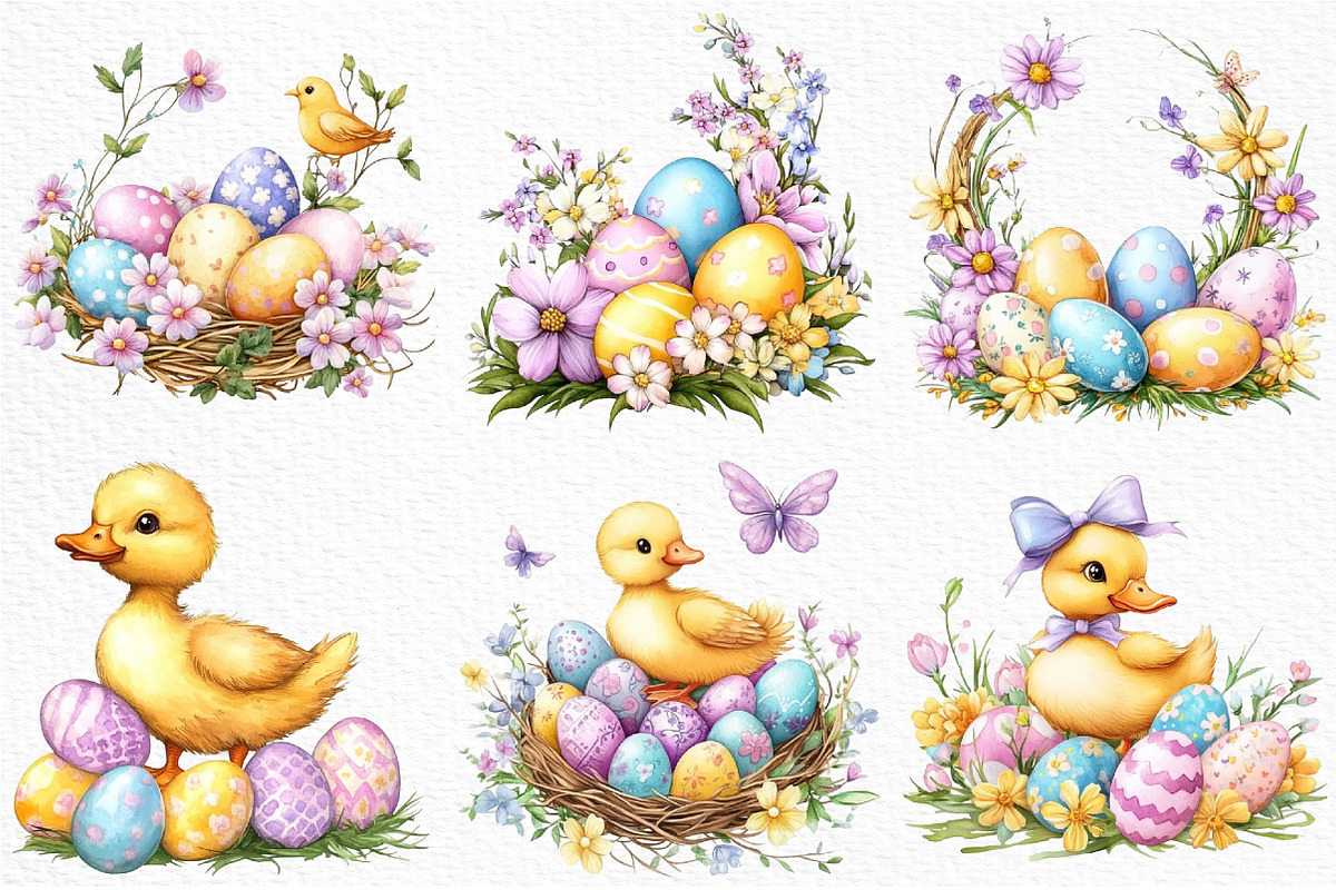 Watercolor Easter Clipart PNG, an Illustration by Craft Nest (Photo 5 of 12)