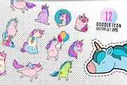 Pink unicorn sticker pack, an Icon by WalnutBird (Thumbnail 2 of 4)