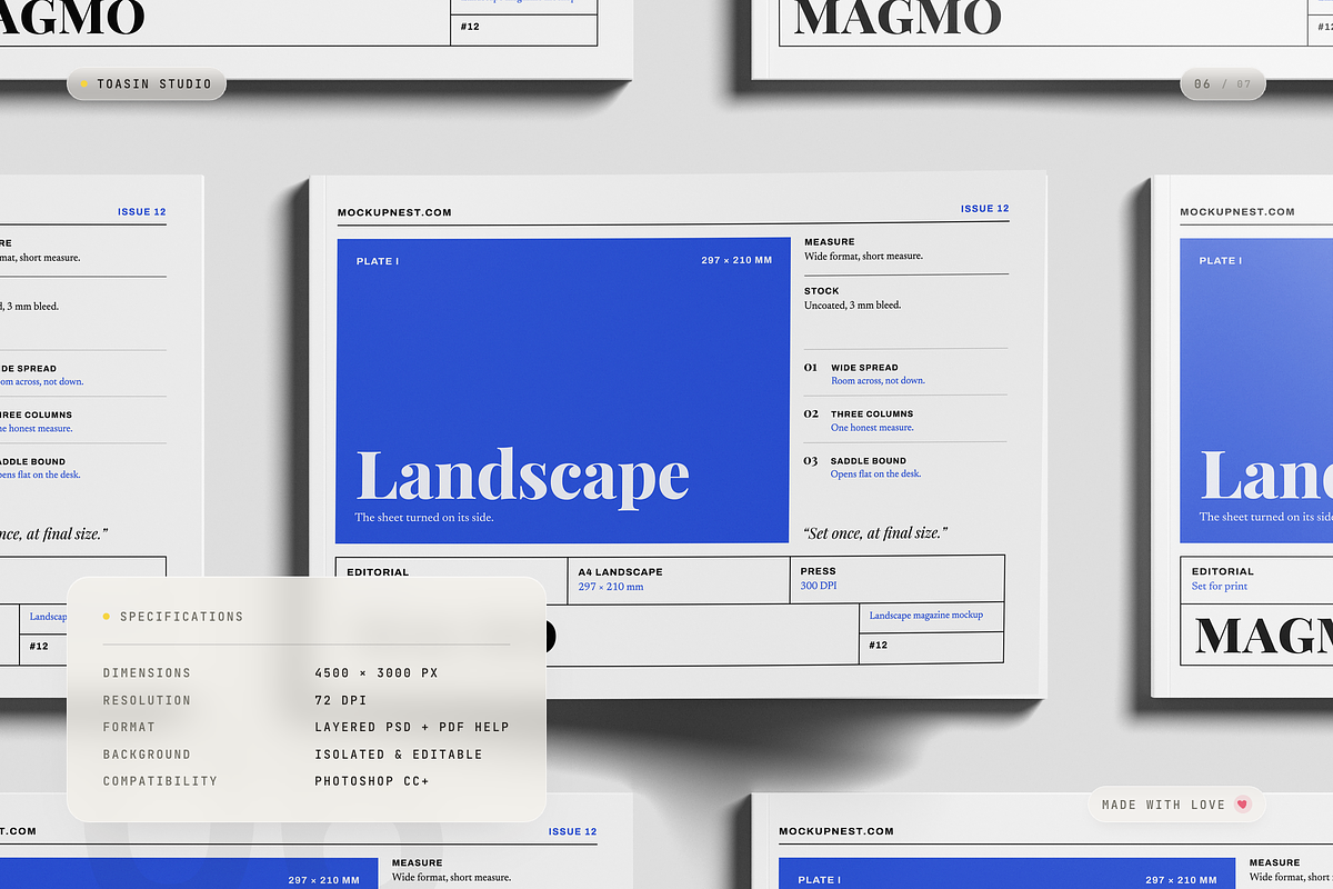 A4 Landscape Magazine Mockup, a Books & Magazine Mockup by Toasin Studio (Photo 6 of 7)