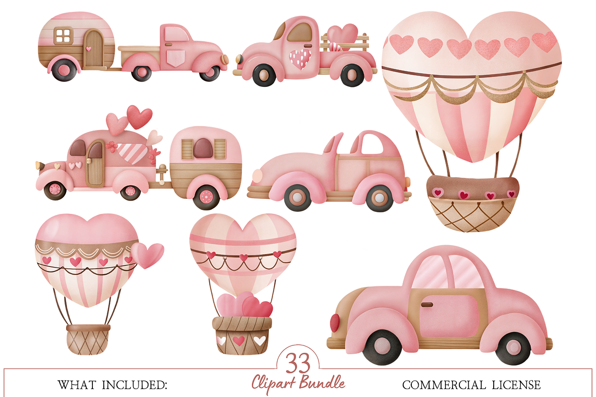 Valentine Transportation PNG Set, an Illustration by MockupWizard (Photo 3 of 5)