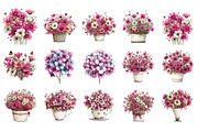 Colorful Flowers Arrangements Clipar, an Illustration by GatewayDesign (Thumbnail 3 of 3)