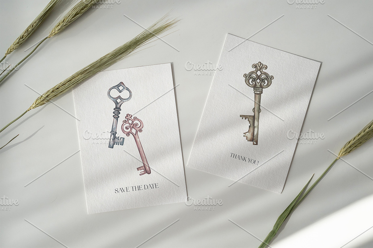 Watercolor Vintage Key Set, a Decorative Illustration by MayaNavits (Photo 9 of 12)