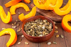 Homemade organic dried pumpkin seeds, a Food & Drink Photo by Rimma
