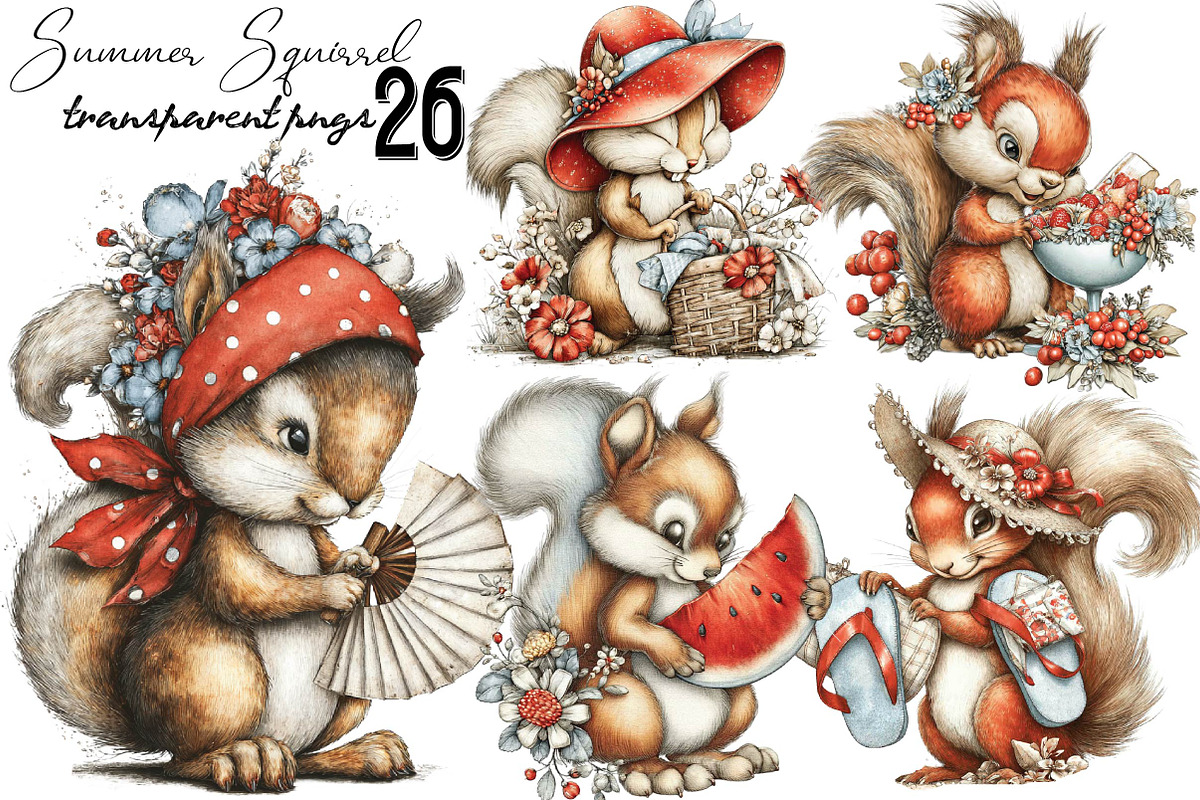 Whimsical Funny Summer Squirrel Clip, an Animal Illustration by SVGArt (Photo 1 of 9)