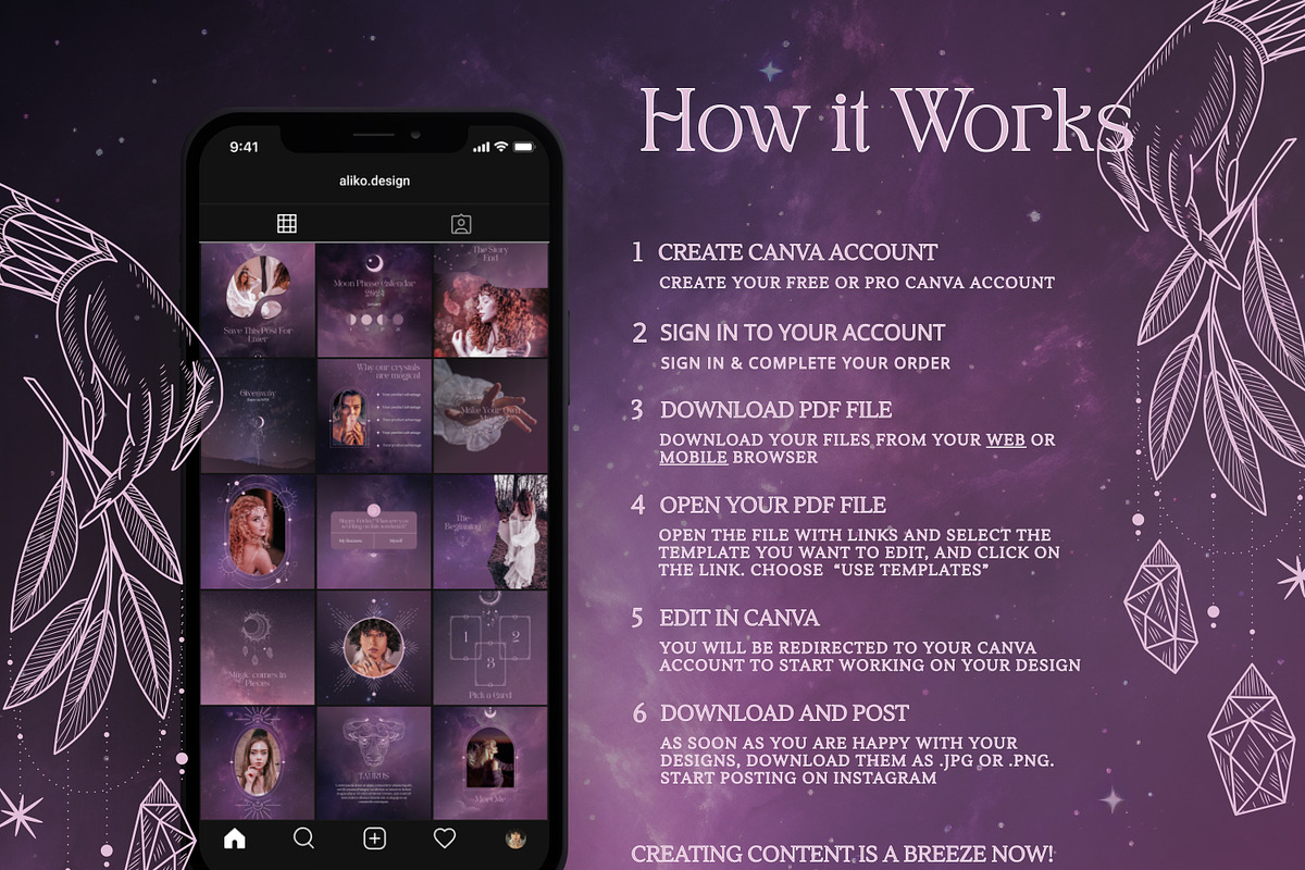 Purple Spiritual Instagram Posts, a Social Media Template by Under My Cozy Roof (Photo 8 of 9)
