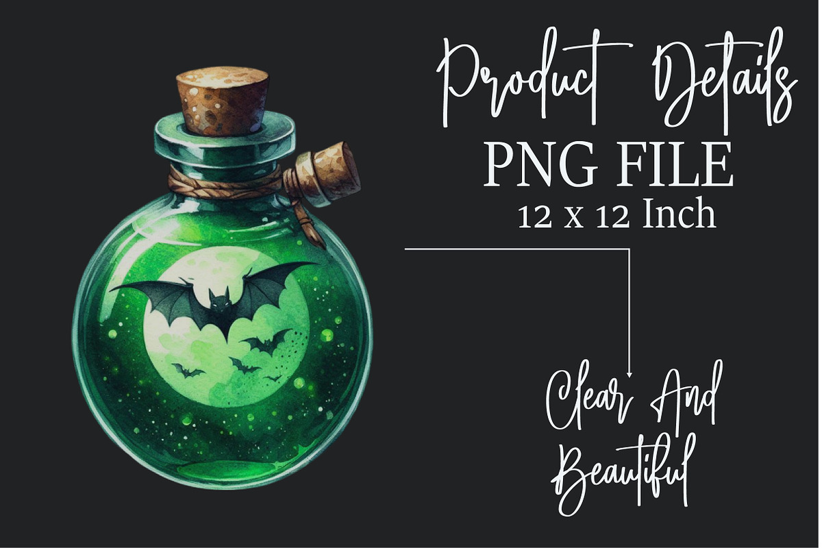 Watercolor Halloween Potion Bottle C, an Illustration by Rose Art (Photo 4 of 4)