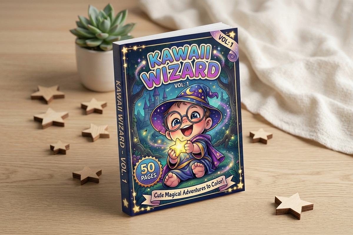 Cute Wizard Coloring Book Pages vol1, a Seasonal Illustration by ikarifq shop (Photo 2 of 5)