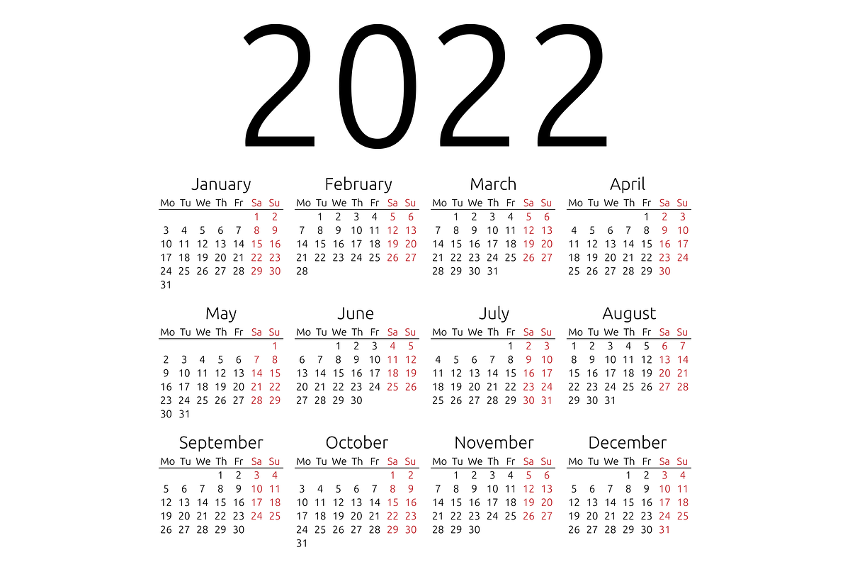 Vector calendar 2022, Monday, a Graphic by inimalGraphic