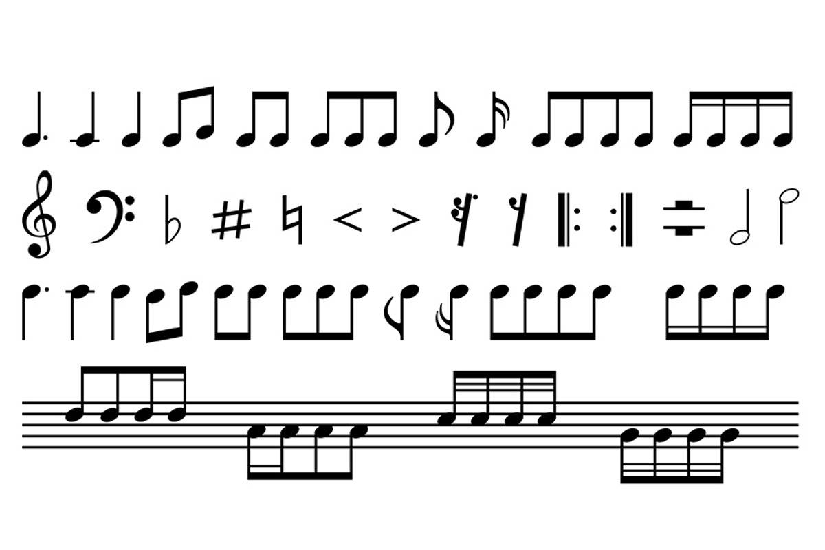 Collection musical notes and signs, an Outline Icon by David Khelashvili